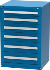 Vidmar - 6 Drawer, Modular Storage Cabinet - Steel, 30" Wide x 27-3/4" Deep x 44" High, Blue - Exact Tooling