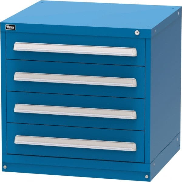 Vidmar - 4 Drawer, Modular Storage Cabinet - Steel, 30" Wide x 27-3/4" Deep x 30" High, Blue - Exact Tooling