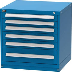 Vidmar - 6 Drawer, Modular Storage Cabinet - Steel, 30" Wide x 27-3/4" Deep x 30" High, Blue - Exact Tooling