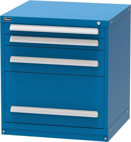Vidmar - 4 Drawer, Modular Storage Cabinet - Steel, 30" Wide x 27-3/4" Deep x 33" High, Blue - Exact Tooling