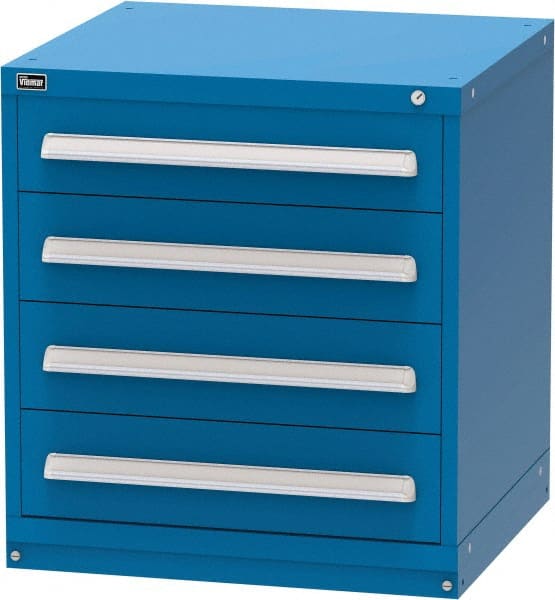 Vidmar - 4 Drawer, Modular Storage Cabinet - Steel, 30" Wide x 27-3/4" Deep x 33" High, Blue - Exact Tooling