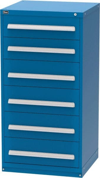 Vidmar - 6 Drawer, Modular Storage Cabinet - Steel, 30" Wide x 27-3/4" Deep x 59" High, Blue - Exact Tooling