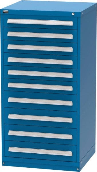 Vidmar - 10 Drawer, Modular Storage Cabinet - Steel, 30" Wide x 27-3/4" Deep x 59" High, Blue - Exact Tooling