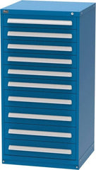 Vidmar - 10 Drawer, Modular Storage Cabinet - Steel, 30" Wide x 27-3/4" Deep x 59" High, Blue - Exact Tooling