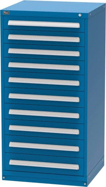 Vidmar - 10 Drawer, Modular Storage Cabinet - Steel, 30" Wide x 27-3/4" Deep x 59" High, Blue - Exact Tooling
