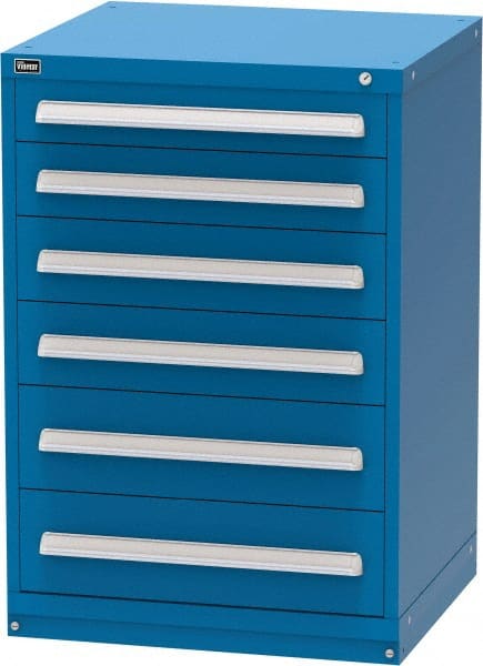 Vidmar - 6 Drawer, Modular Storage Cabinet - Steel, 30" Wide x 27-3/4" Deep x 44" High, Blue - Exact Tooling