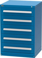 Vidmar - 5 Drawer, Modular Storage Cabinet - Steel, 30" Wide x 27-3/4" Deep x 44" High, Blue - Exact Tooling