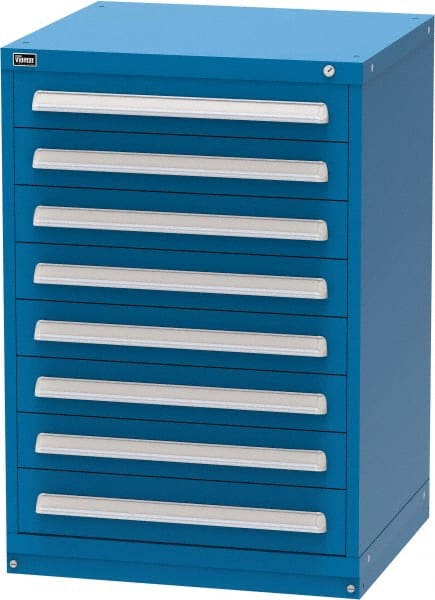 Vidmar - 8 Drawer, Modular Storage Cabinet - Steel, 30" Wide x 27-3/4" Deep x 44" High, Blue - Exact Tooling