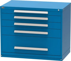 Vidmar - 5 Drawer, Modular Storage Cabinet - Steel, 30" Wide x 27-3/4" Deep x 37" High, Blue - Exact Tooling