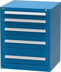 Vidmar - 5 Drawer, Modular Storage Cabinet - Steel, 30" Wide x 27-3/4" Deep x 37" High, Blue - Exact Tooling
