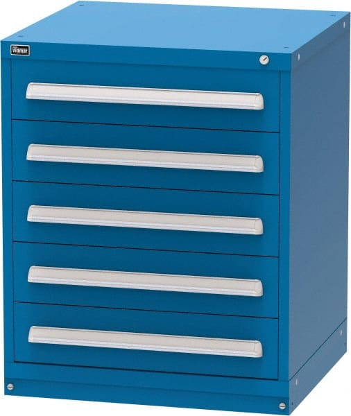Vidmar - 5 Drawer, Modular Storage Cabinet - Steel, 30" Wide x 27-3/4" Deep x 37" High, Blue - Exact Tooling