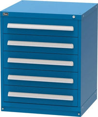 Vidmar - 5 Drawer, Modular Storage Cabinet - Steel, 30" Wide x 27-3/4" Deep x 37" High, Blue - Exact Tooling