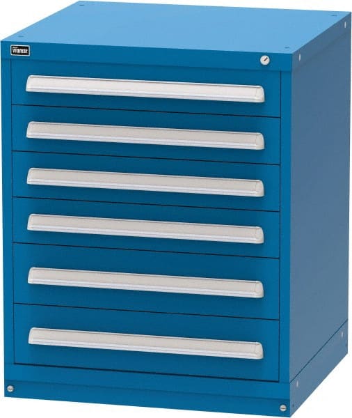 Vidmar - 6 Drawer, Modular Storage Cabinet - Steel, 30" Wide x 27-3/4" Deep x 37" High, Blue - Exact Tooling
