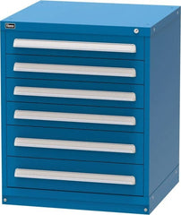 Vidmar - 6 Drawer, Modular Storage Cabinet - Steel, 30" Wide x 27-3/4" Deep x 37" High, Blue - Exact Tooling