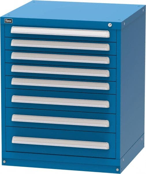 Vidmar - 8 Drawer, Modular Storage Cabinet - Steel, 30" Wide x 27-3/4" Deep x 37" High, Blue - Exact Tooling