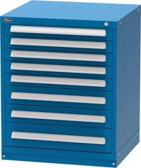 Vidmar - 8 Drawer, Modular Storage Cabinet - Steel, 30" Wide x 27-3/4" Deep x 37" High, Blue - Exact Tooling