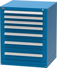 Vidmar - 7 Drawer, Modular Storage Cabinet - Steel, 30" Wide x 27-3/4" Deep x 37" High, Blue - Exact Tooling