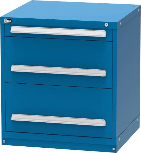 Vidmar - 3 Drawer, Modular Storage Cabinet - Steel, 30" Wide x 27-3/4" Deep x 33" High, Blue - Exact Tooling