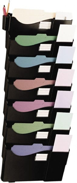 UNIVERSAL - 16" Wide x 4-3/4" Deep x 8-1/2" High, 7 Compartments, Plastic Wall File - Black, 16" Compartment Width x 4-3/4" Compartment Depth x 38-1/4" Compartment Height - Exact Tooling