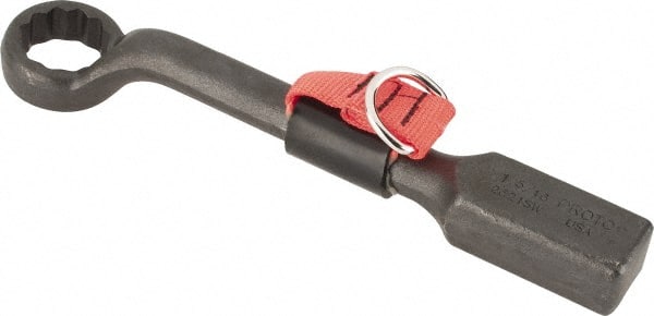 Proto - 1-1/8" 12 Point Tethered Striking Box Wrench - Single End, 11" OAL, Steel, Black Finish - Exact Tooling