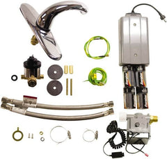 Rubbermaid - Chrome 8" Centerset Electronic Faucet Complete Kit - Powered by 4 D Battery & Optional AC Adapter, Milano Spout, 8" Mounting Centers, Surround Sensor - Exact Tooling