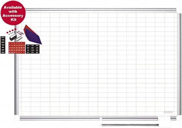 MasterVision - 36" High x 48" Wide Magnetic Dry Erase Calendar - Steel - Exact Tooling