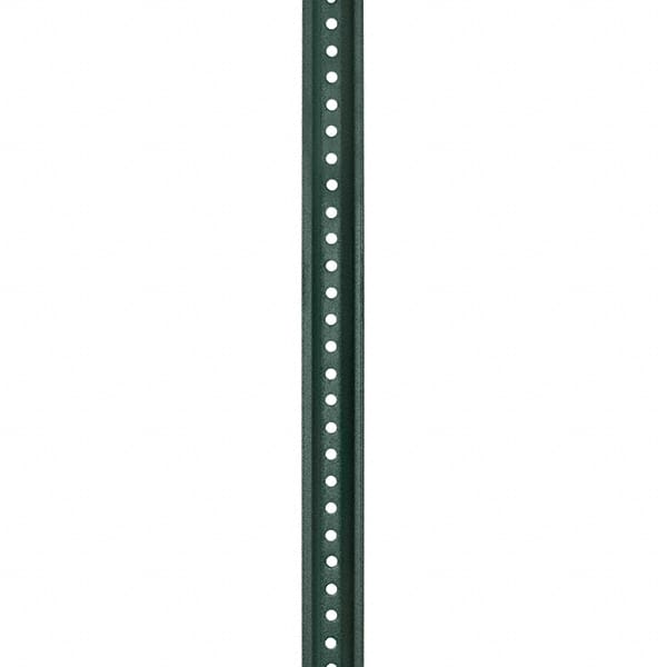 Nucor - 6' High, Powder Coated Traffic Sign Post - Steel, 3/8" Hole Diam, Green - Exact Tooling