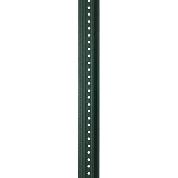 Nucor - 6' High, Powder Coated Traffic Sign Post - Steel, 3/8" Hole Diam, Green - Exact Tooling