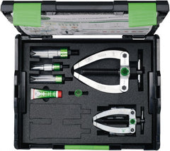 KUKKO - 10 Piece, 1/2 to 1-13/16" Spread, Bearing Separator Set - 1 Bolt, 6 Jaws, 17-1/2" OAL - Exact Tooling