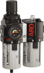 ARO/Ingersoll-Rand - 1/2" NPT Port Standard 2 Piece Filter/Regulator-Lubricator FRL Unit - Polycarbonate Bowl, 120 SCFM, 150 Max psi, 9.95" High x 5.724" Long, Automatic Drain - Exact Tooling