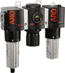 ARO/Ingersoll-Rand - 3/4" NPT Port Heavy Duty 3 Piece Filter-Regulator-Lubricator FRL Unit - Metal Bowl, 199 SCFM, 250 Max psi, 10.75" High x 11.102" Long, Automatic Drain - Exact Tooling