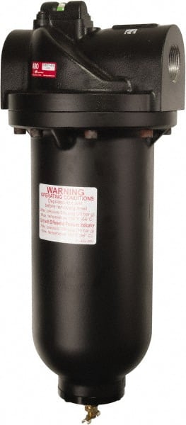 ARO/Ingersoll-Rand - 1" Port, 19.07" High x 7.76" Wide Super Duty Filter with Metal Bowl, Manual Drain - 323 SCFM, 300 Max psi, 150°F Max Temp, Modular Connection, 11.5 oz Bowl Capacity - Exact Tooling
