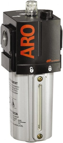 ARO/Ingersoll-Rand - 3/4" NPT, 250 Max psi Standard Modular Lubricator - Metal Bowl with Sight Glass, Aluminum Body, 222 CFM, 175°F Max Temp, 2.76" Long x 2.87" Wide x 7.165" High - Exact Tooling
