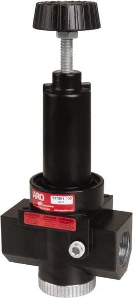ARO/Ingersoll-Rand - 1 NPT Port, 500 CFM, Zinc Body Super-Duty Regulator - 0 to 125 psi Range, 300 Max psi Supply Pressure, 1/4" Gauge Port Thread, 2.62" Wide x 10.31" High - Exact Tooling