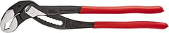 Knipex - 16" OAL, 3-1/2" Max Capacity, 11 Position Tongue & Groove Pliers - Self-Gripping V-Jaws, Plier Head, Plastic Dipped Handles - Exact Tooling