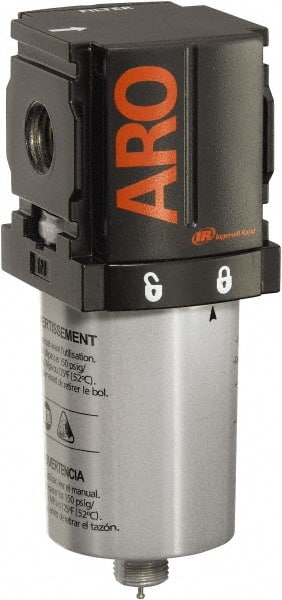 ARO/Ingersoll-Rand - 1/4" Port Coalescing Filter - Metal Bowl, Automatic Drain, 250 Max psi, 0.3 Micron Rating, 1.575" Long x 1.811" Wide x 5.016" High - Exact Tooling