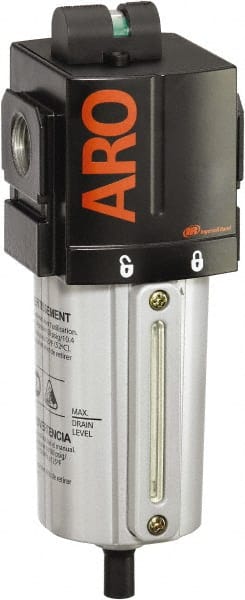 ARO/Ingersoll-Rand - 3/4" Port Coalescing Filter - Metal Bowl, Manual Drain, 250 Max psi, 0.3 Micron Rating, 2.992" Long x 2.874" Wide x 7.717" High - Exact Tooling