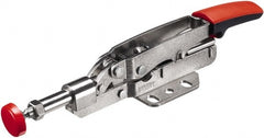 Bessey - 450 Lb Load Capacity, Flanged Base, Carbon Steel, Standard Straight Line Action Clamp - 4 Mounting Holes, 0.33" Plunger Diam, Straight Handle - Exact Tooling