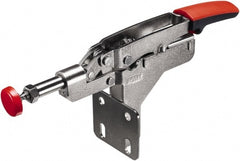 Bessey - 450 Lb Load Capacity, Flanged Base, Carbon Steel, Standard Straight Line Action Clamp - 4 Mounting Holes, 0.33" Plunger Diam, Straight Handle - Exact Tooling