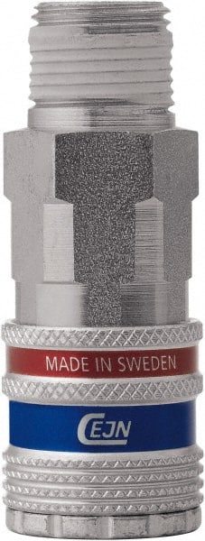 CEJN - 3/8 Male NPT European High Flow Pneumatic Hose Safety Coupler - Steel/Brass, 1/4" Body Diam, 3/8" Hose ID - Exact Tooling
