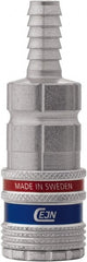 CEJN - Hose Barb Asian Pneumatic Hose Safety Coupler - Steel/Brass, 1/4" Body Diam, 1/4" Hose ID - Exact Tooling
