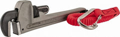 Proto - 10" Aluminum Tethered Straight Pipe Wrench - 1-1/2" Pipe Capacity - Exact Tooling