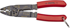 Proto - 22 to 10 AWG Capacity Tethered Wire Stripper/Crimper - 8-1/2" OAL - Exact Tooling