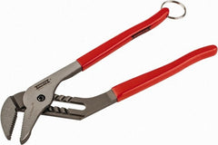 Proto - 12" OAL, 2-1/2" Jaw Width, 7 Position Tethered Tongue & Groove Pliers - V-Jaws, Vinyl Handles - Exact Tooling