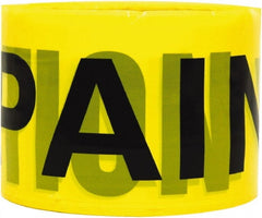 TRIMACO - 300' Long x 3" Wide Roll, PVC, Yellow Barricade Tape - Message: Caution - Wet Paint - Exact Tooling