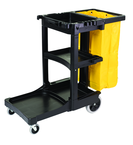 Cleaning Cart w/zipper Red yellow vinyl bag (20.8 gal capacity) Non-marking 8" wheels and 4" casters - Exact Tooling