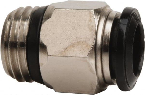 Value Collection - 8mm Outside Diam, 1/4 Universal, Nickel Plated Brass Push-to-Connect Tube Male Connector - 250 Max psi, Tube to Universal Thread Connection, Buna O-Ring - Exact Tooling