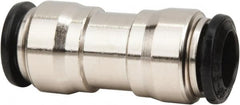 Value Collection - 6 x 4mm Outside Diam, Nickel Plated Brass Push-to-Connect Tube Union - 250 Max psi, Tube to Tube Connection, Buna O-Ring - Exact Tooling