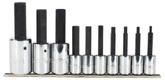Proto - 10 Piece 3/8 & 1/2" Drive Inch Tethered Hex Bit Socket Set - 1/8 to 5/8" Hex - Exact Tooling