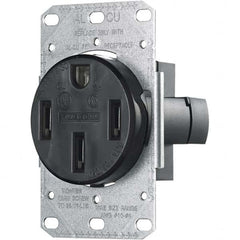 Hubbell Wiring Device-Kellems - 125/250 VAC 50A NEMA 14-50R Residential Grade Black Straight Blade Single Receptacle - Exact Tooling